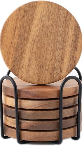 Acacia wood coasters - acacia, of