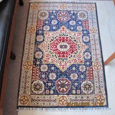 Mamluk Rug 3ft by 5ft Hand Knotted Veg Dye Wool Medallion Carpet