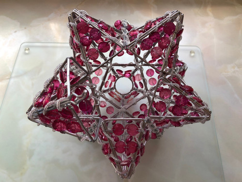 Pink beaded moravian star - pink,
