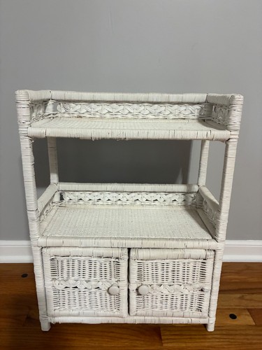 Vintage white wicker - vintage, cabinet
