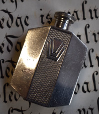 Antique 1920s James Dixon & Sons Art Deco1 1/2 oz Silver Plated Hip Flask