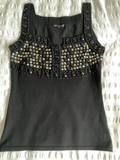LEO GUY Black Jewelled Top. Size S/M. Beautiful Condition.