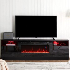 71"TV Stand Media Console Entertainment Center 32"Fireplace Insert Remote Heater