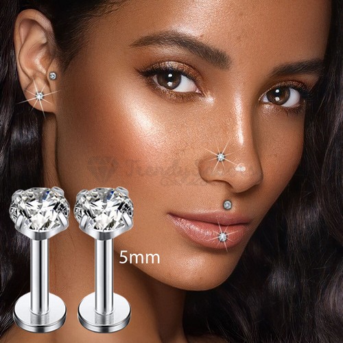 Diamond cut 5mm tragus - cz,