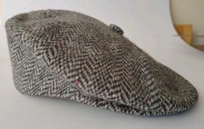 Kangol 504 Large 90's Vintage Flat Cap Herringbone Grey with colour flecks