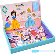 Aolso Princess Dress-Up Play Set, Magnetic Educational Game, Dress-Up Puzzle