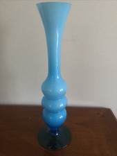 Vintage Italian Empoli Pale Blue Glass Vase 60s-70s