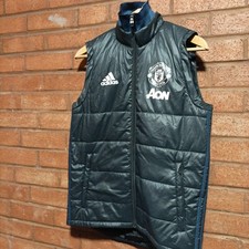 Manchester United Gilet Mens Small Windbreaker Black Insulated Adidas Primaloft