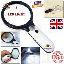 Magnifying Glass 45x Handheld Magnifier Reading Jewelry Loupe With 3 LED Light