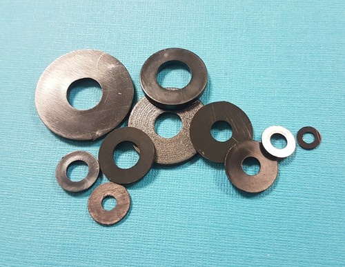 Black nylon plastic washers - black,