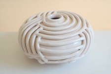 White tin glazed ribbed form