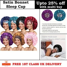 Women Long Hair Care Satin Bonnet Night Sleep Hat Cap Silk feel Head Wrap Turban