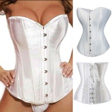 Sexy Women Waist Cincher Bustier Boned Corset Lace Up Overbust Top Basque Dress