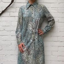 Vintage 70s Maxi Dress Green Size 14 Horrockses Silver Cottage Retro Button up