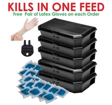 MOUSE KILLER POISON - 5 x Professional BAIT STATION BOX MICE & 15 PASTA BAIT
