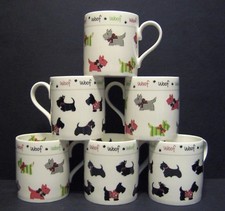 SET OF 6 MUGS DATA SCOTTIE DOG