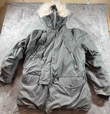 Parka Large Green Extreme Cold Weather  Synthetic Fur Hooded Size Medium EUC