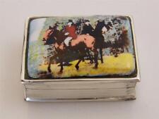 STERLING SILVER & ENAMEL HORSE PILL BOX