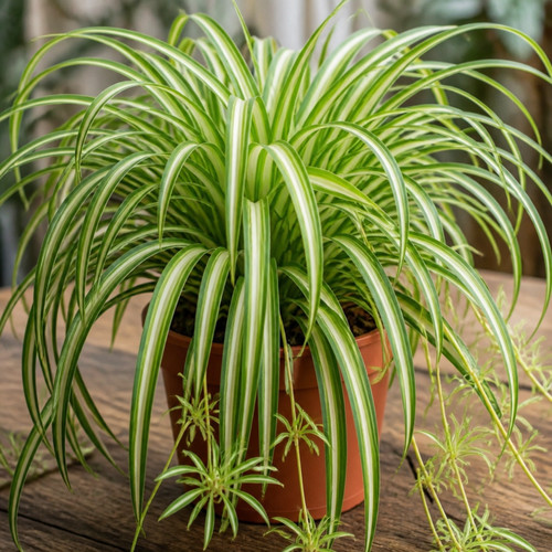 Variegated spider plant easy - variegated, plant,