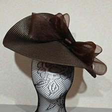 dark brown straw fascinator