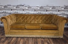 chesterfield three seater  sofa top quality in golden velvet