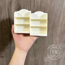 2 Dolls House Shelf Unit Cream-Colored Miniature Shelves with Detailed Layers - 
