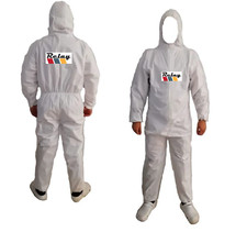 Protective Spray Suit White Coverall With Hood Type 5/6 Size Large Breathable