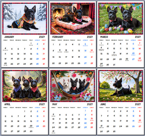 2027 scottie terrier - terrier, calendar