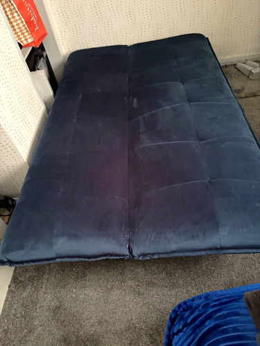 Blue solid futon sofa bed - futon,
