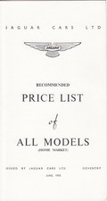 JAGUAR ALL MODELS PRICE LIST JUNE 1970 - E-TYPE 4.2 XJ6 2.8 420 G (BROCHURE)