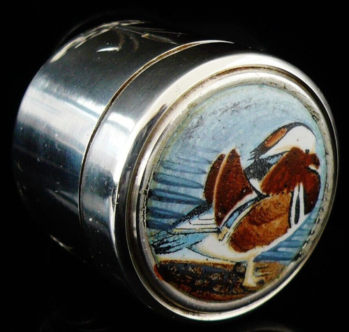 Sterling silver enamel duck - silver,