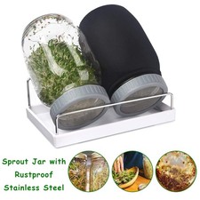2PCS Seed Sprouting Jar Kit with Lids Stand Grow Your Own Broccoli Alfalfa Beans