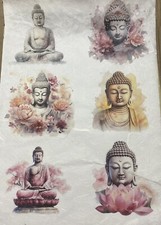 Rice Paper Decoupage BUDDHAS  Laser Printed 6 Images 10x10cm