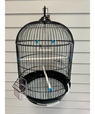 Round Bird Cage, Parakeet Cage H52.5cm X W33.5cm Budgie, Canary - Black