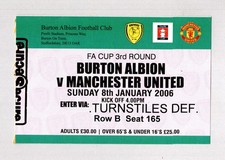 Burton Albion v Manchester United 2005-2006 FA Cup Ticket 08/01/2006