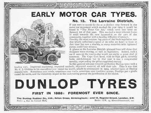 Dunlop tyres early motor - motor, cars