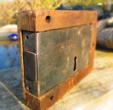 antique Georgian door LOCK wood cased rim circa 1810 large  D  Z