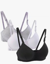 Cotton Teen Girl’s Sport Bra with Adjustable Detachable Strap Wire 3 Pack A-Cup