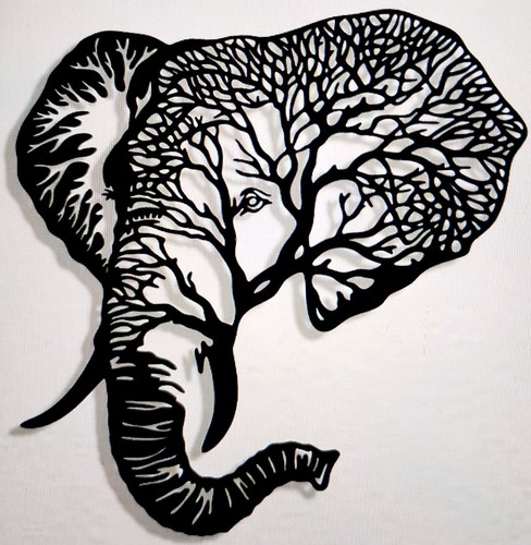 Elegant elephant head - elephant, metal