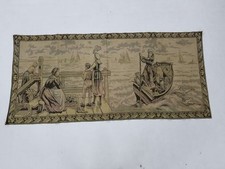 Vintage French Medieval Sea Dock Scene Wall Hanging Tapestry 150x70cm