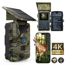 4K WiFi Bluetooth 60MP Trail Camera Solar Hunting Wildlife Cam IR Night Vision