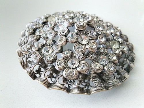 Antique czech brooch flower - czech,