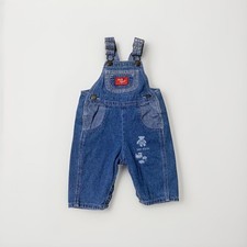Oshkosh B’gosh Vestbak Overalls Size 3/6M VTG Teddy Bear Train Stripe Baby Y2K