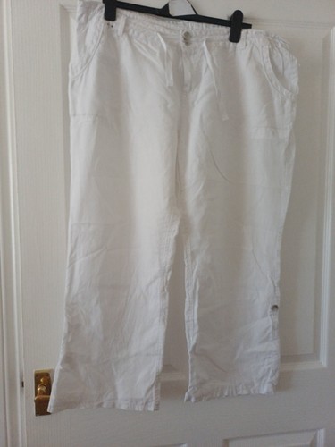 Women white linen - white, trousers