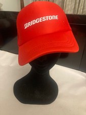 BRIDGESTONE Logo Cap Red Summer Hat Mesh Back unisex one size Adjusts NEW OTHER