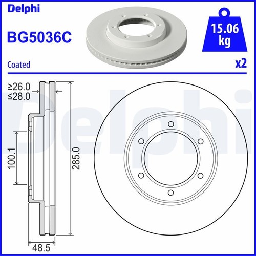 Front brake disc delphi - x2,