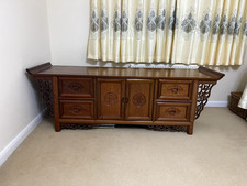 Chinese Rosewood Carved Long