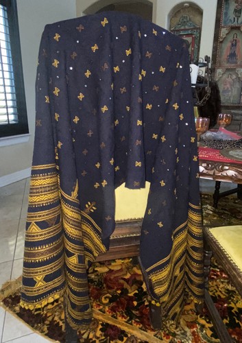 Black handwoven shawl - handwoven,