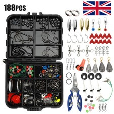 188PCS/set Sea Fishing Accessories Tackle Box Kit Set Jig-Hooks Swivels Clamp