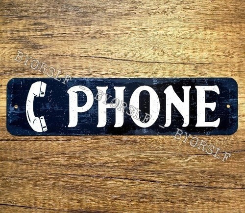 Telephone metal sign phone - metal,